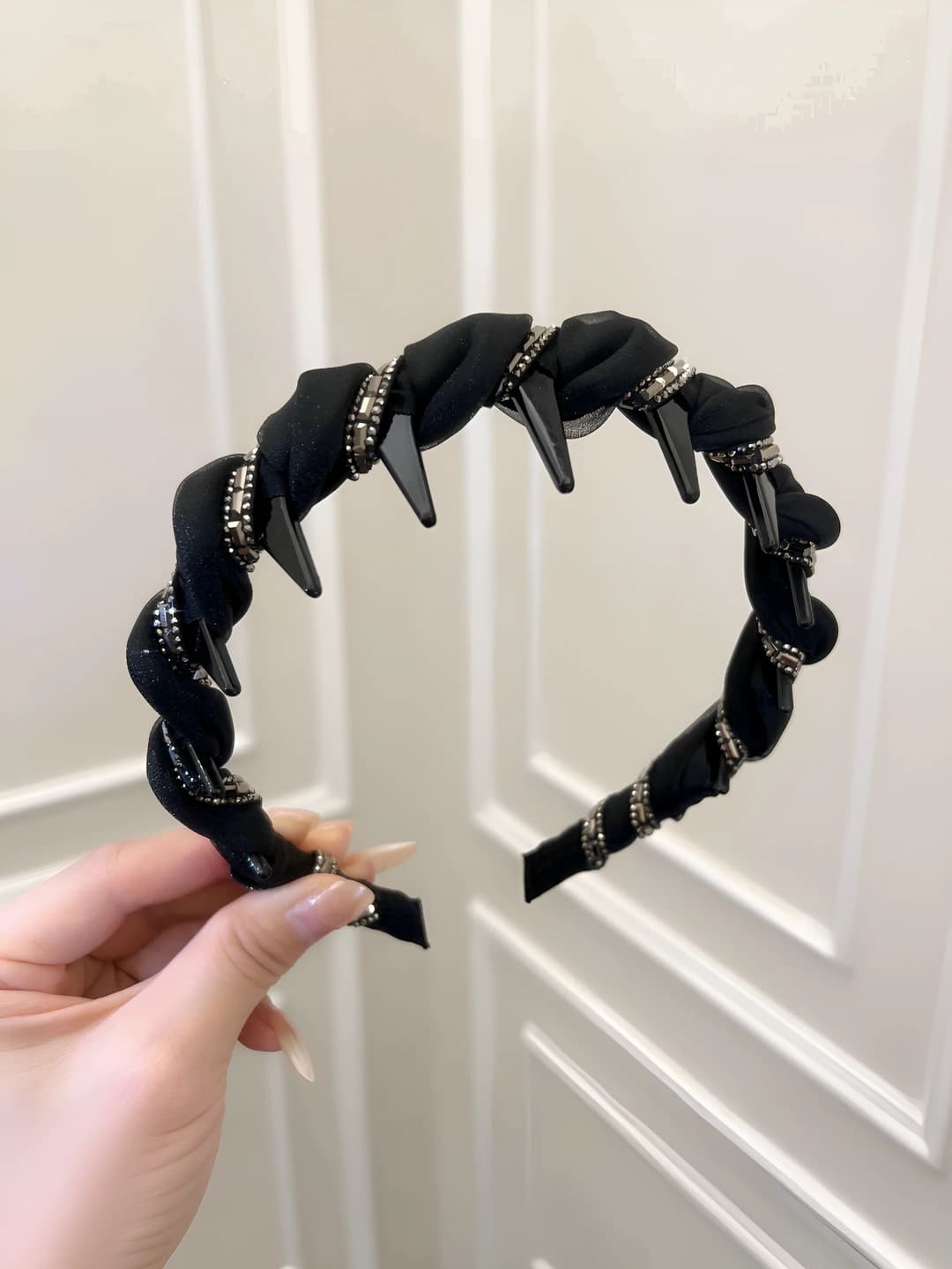 Sparkly diamond pleated headband - Black