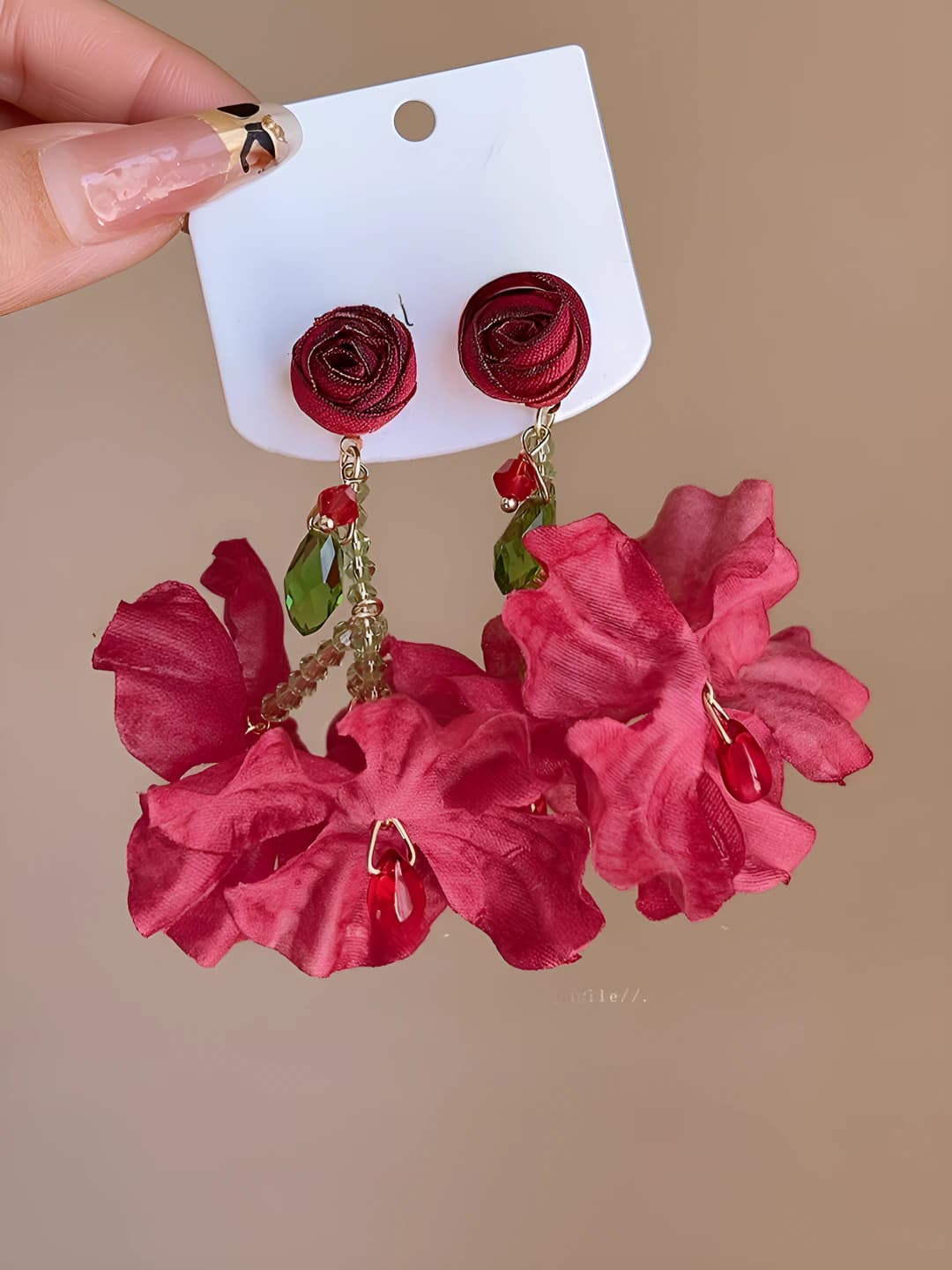 Rose tassel earrings