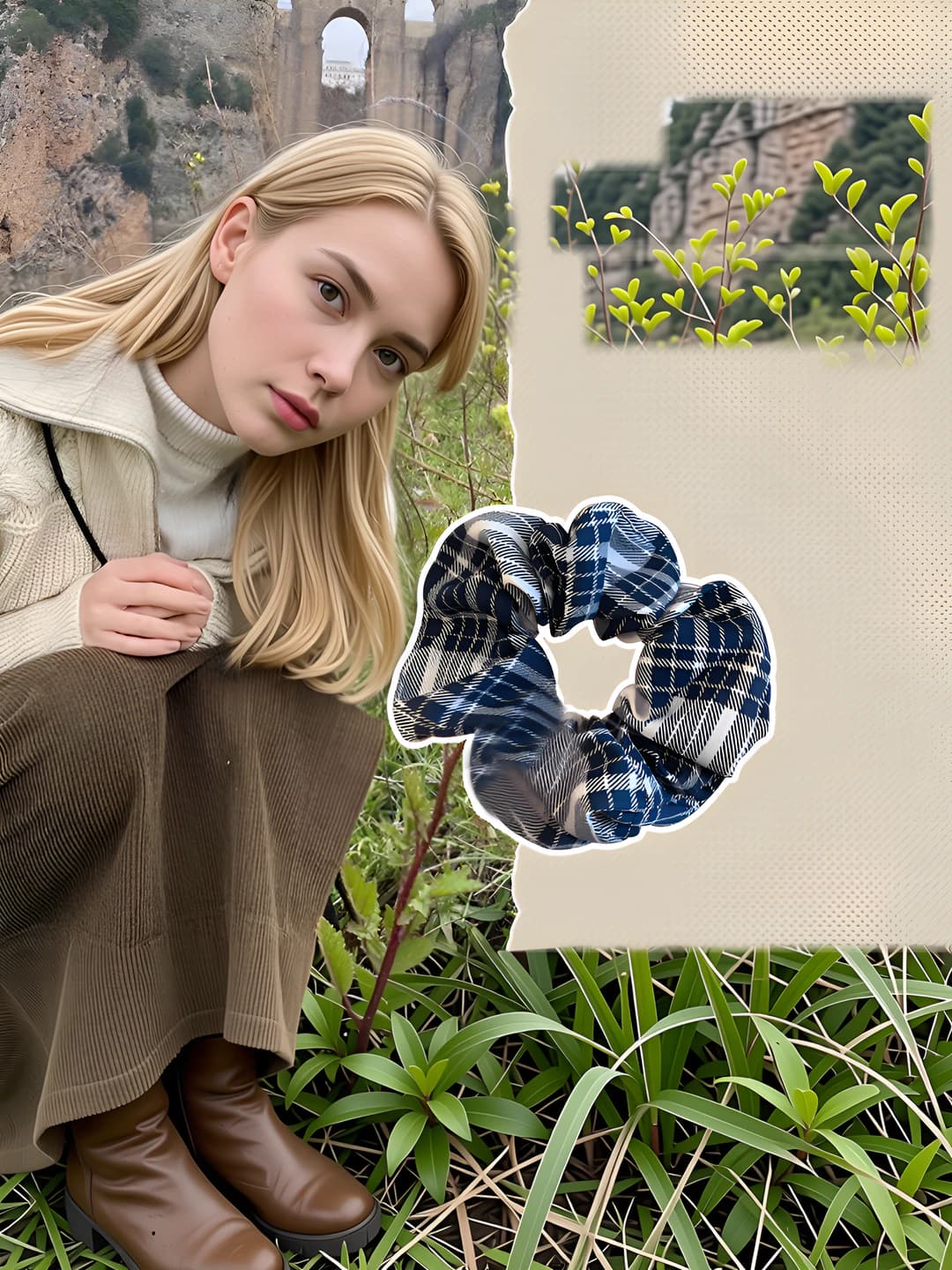 46# Navy-white - Large plaid