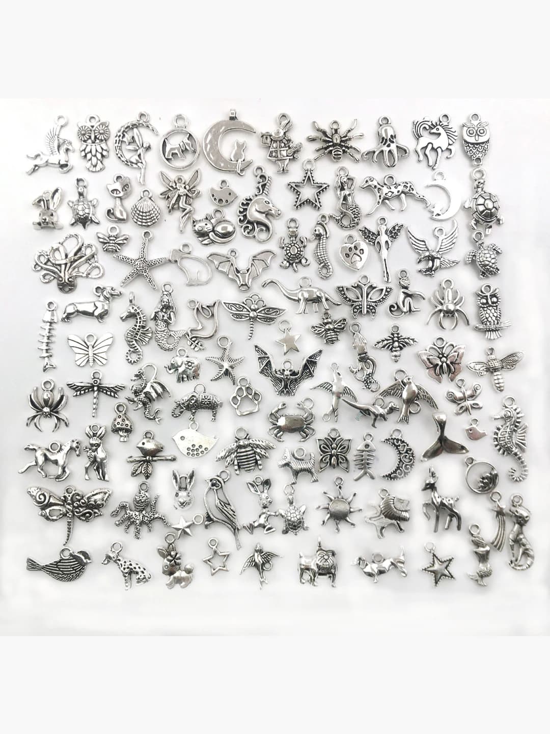 100 pcs mixed antique silver charm, 115.2g