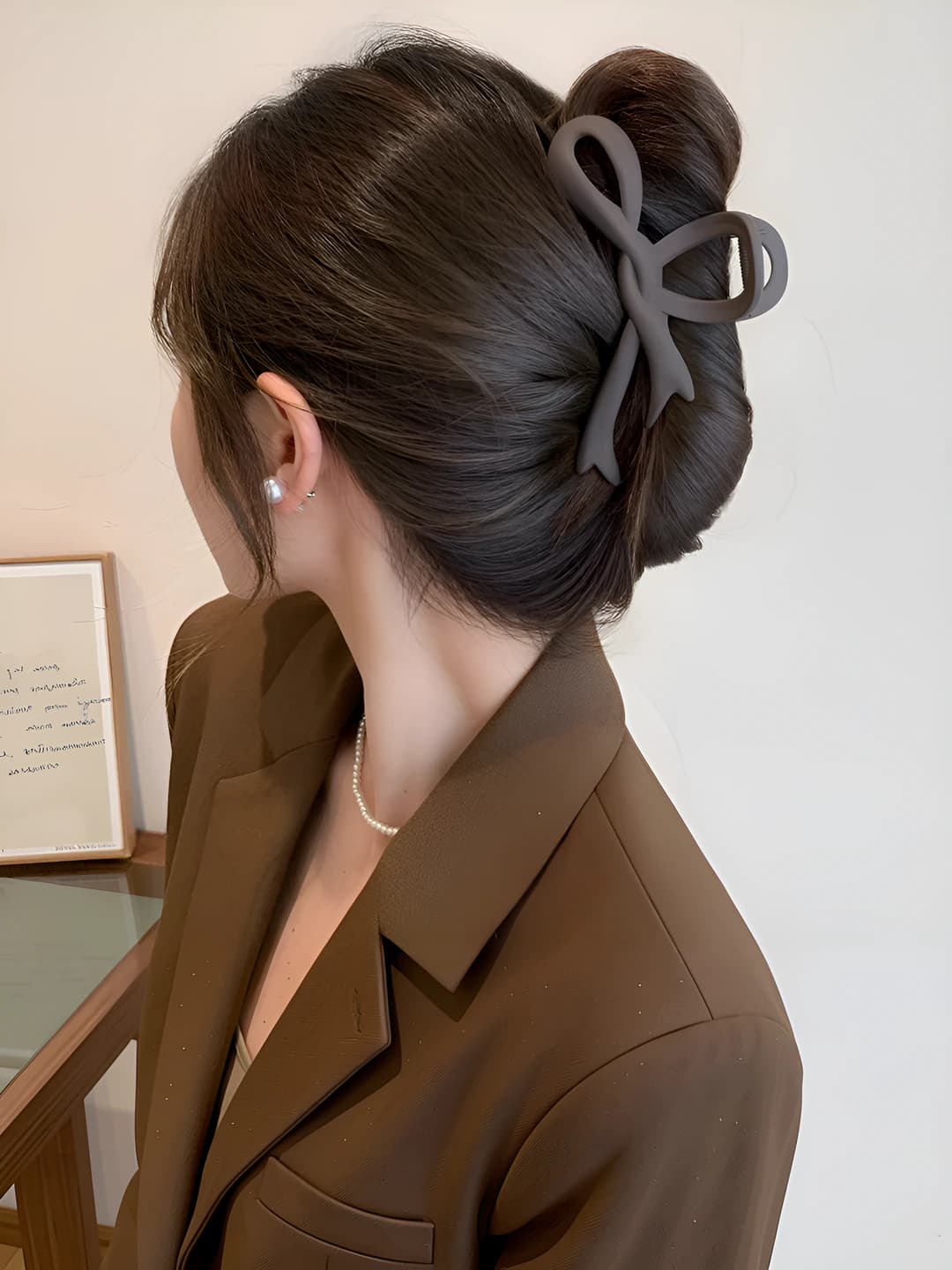 6# Dark coffee bow clip