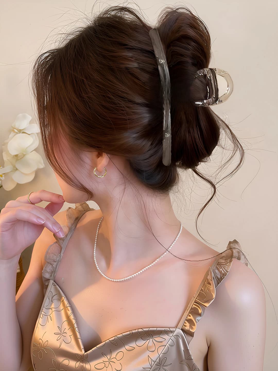 3# Beige flower clip 13 cm
