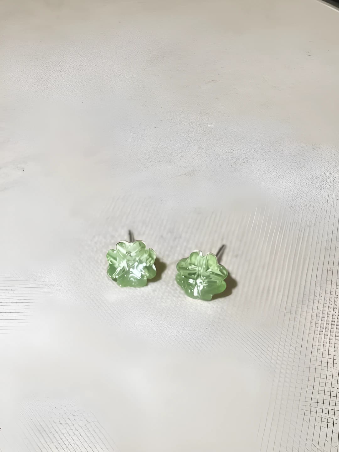 Green zircon small flower pair