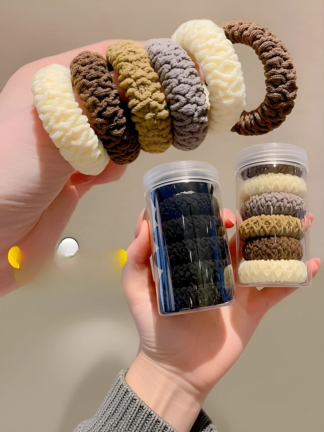 Women's high-stretch hair ties: Korean style, acrylic, round design element, 2026