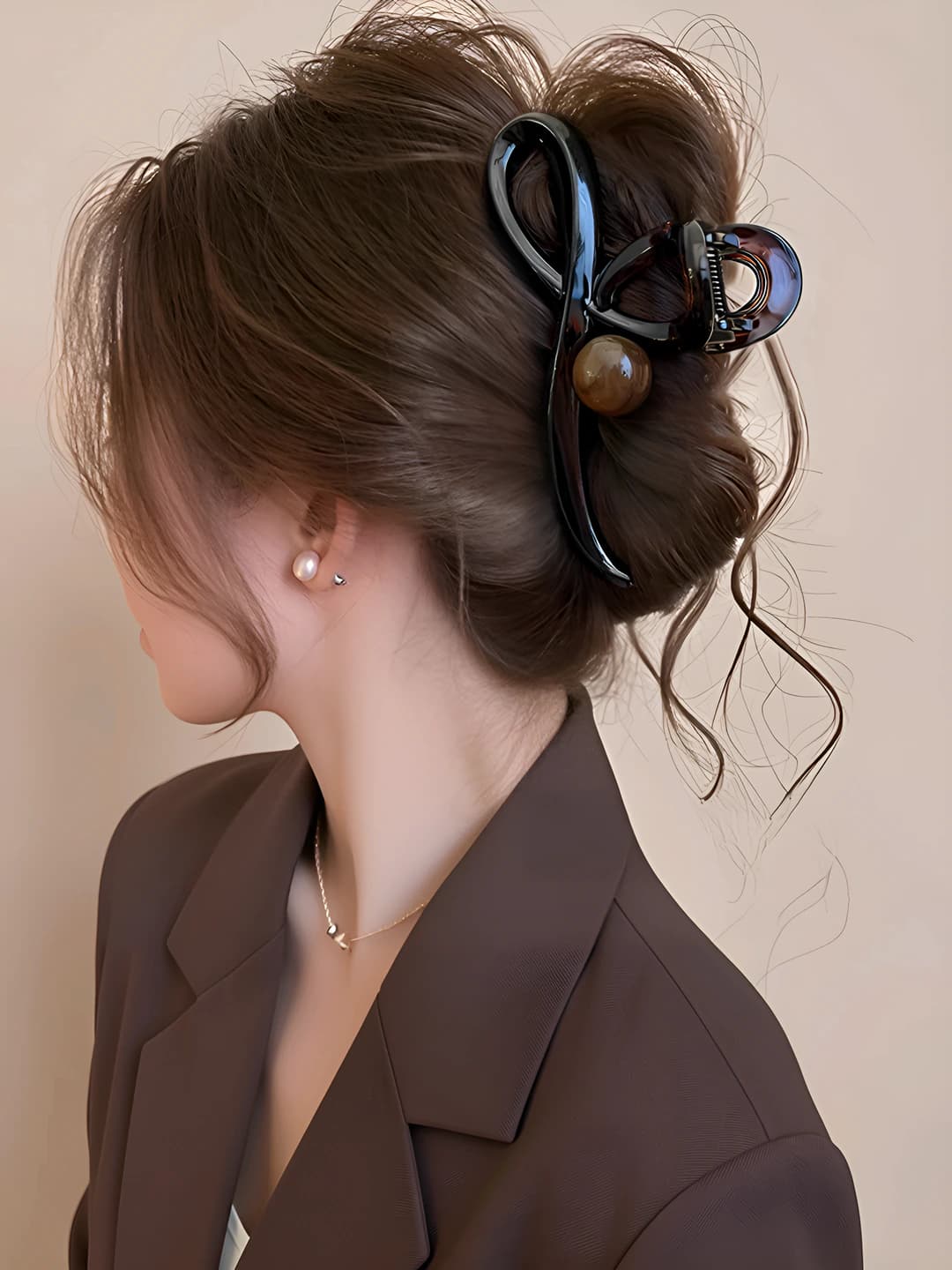 4# [Caramel pearl large clip 13cm
