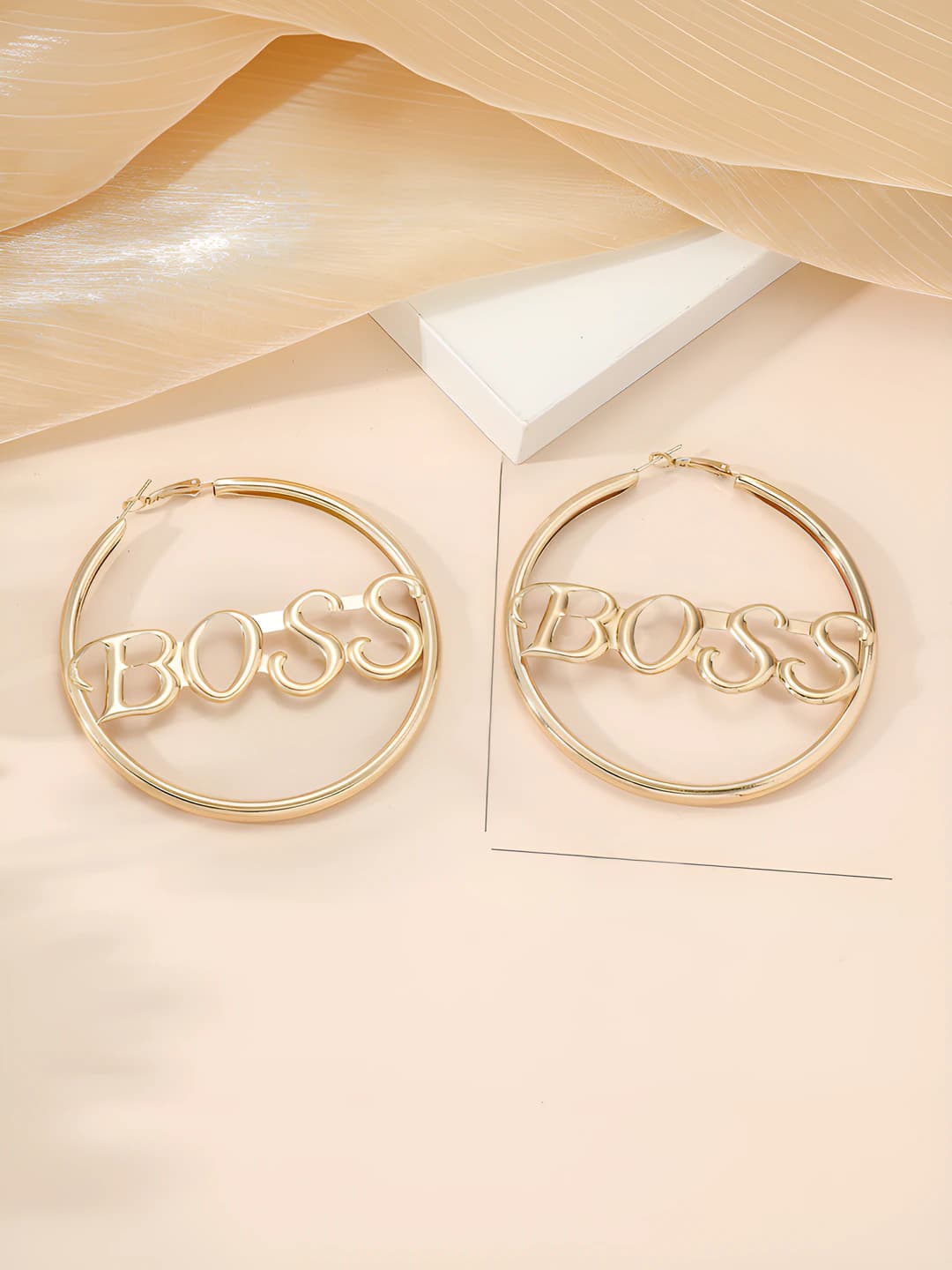 BOSS large hoop earrings gold