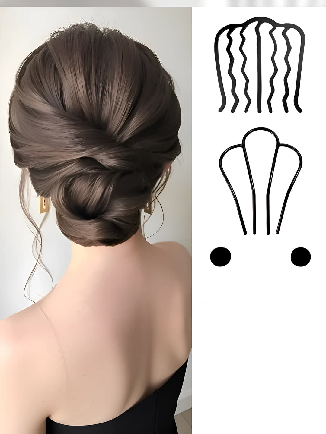 Women's hair clips and combs: U-shaped 4-tooth hair comb clip, bun fixing device