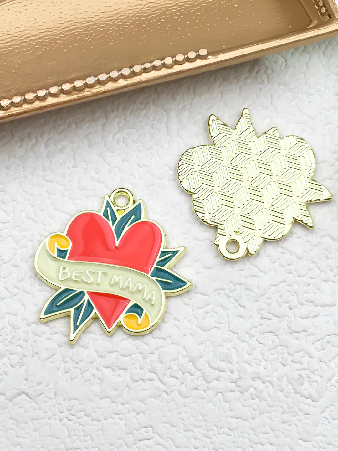 1 pc green leaf red heart 25x25mm-2.3g