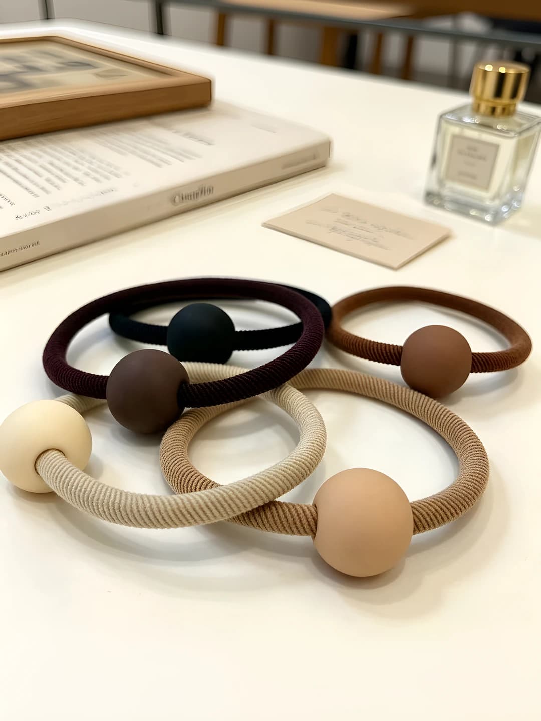 Women's hair ties in Korean style with high stretch in coffee tones