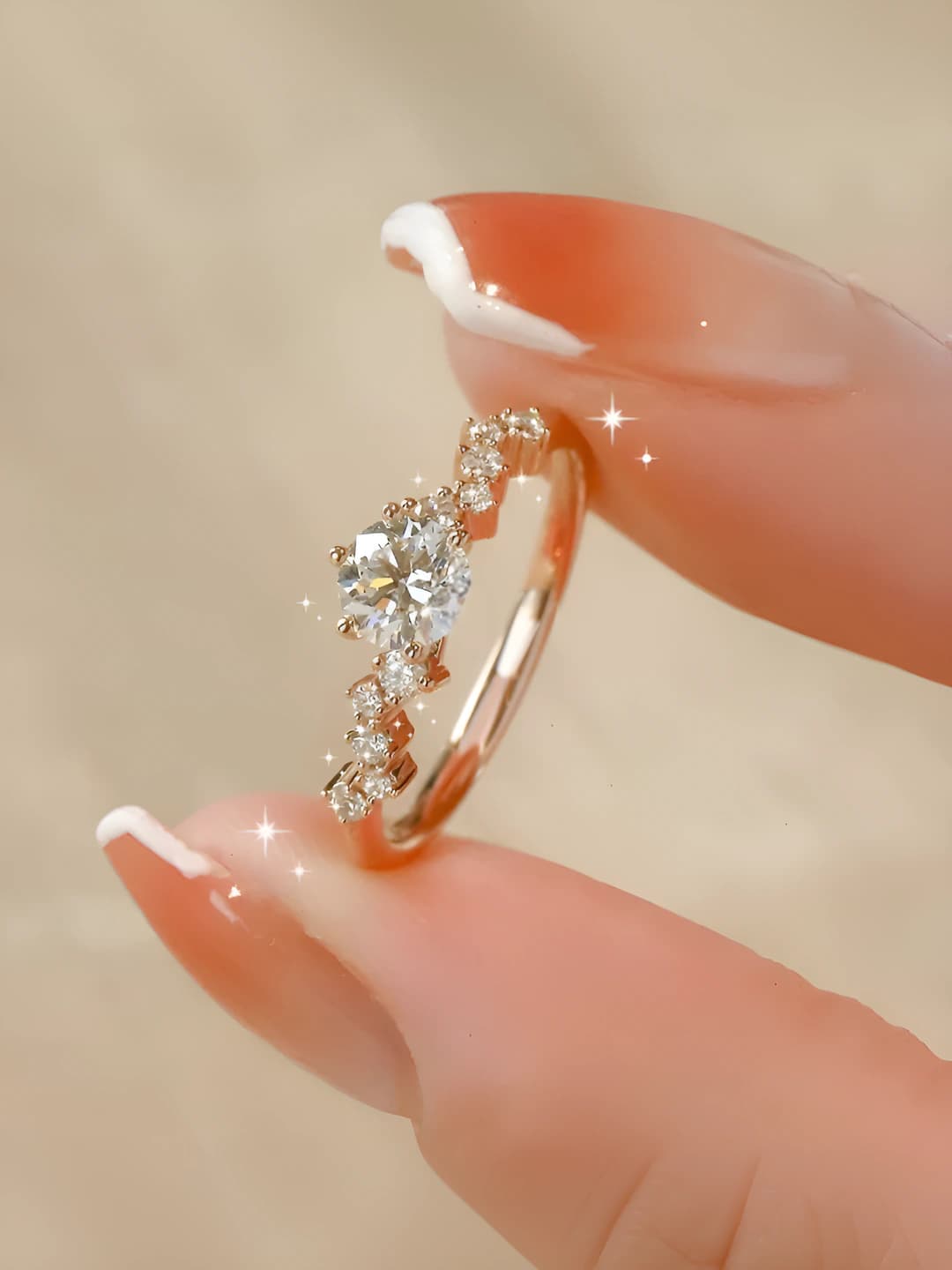 Кольцо для женщин с покрытием 925 серебра, имитация моissanite, геометрический элемент дизайна, стиль легкого люкса