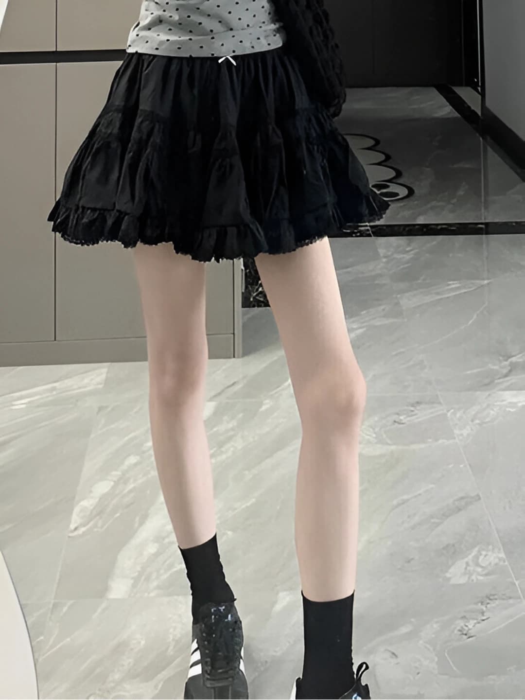 Black tiered skirt [Single]