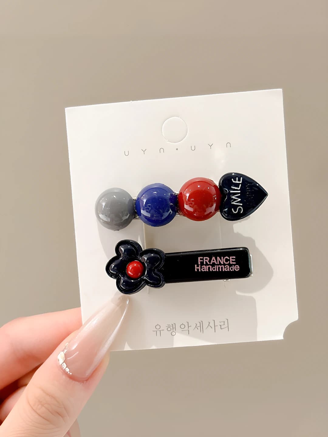 Blue & red flower clip 4.5/5.5 cm