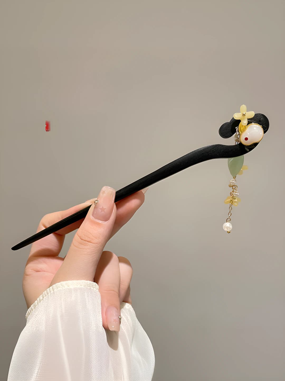 16# White jade yellow flowers hairpin