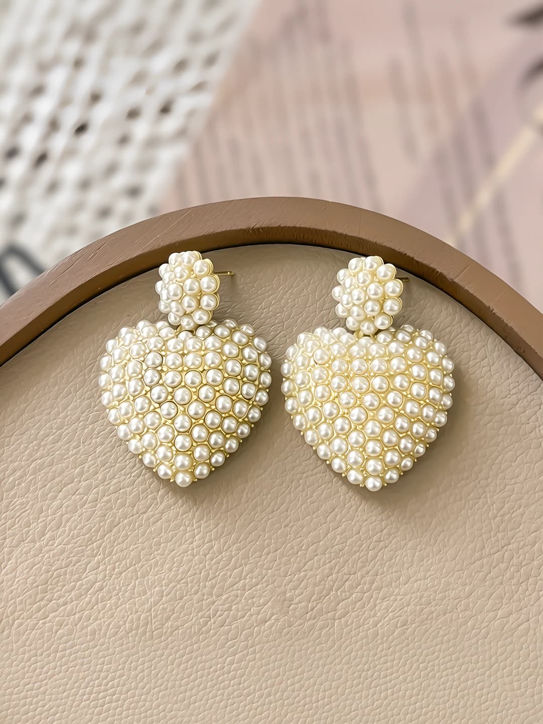 Pearl heart earrings (925 silver post)