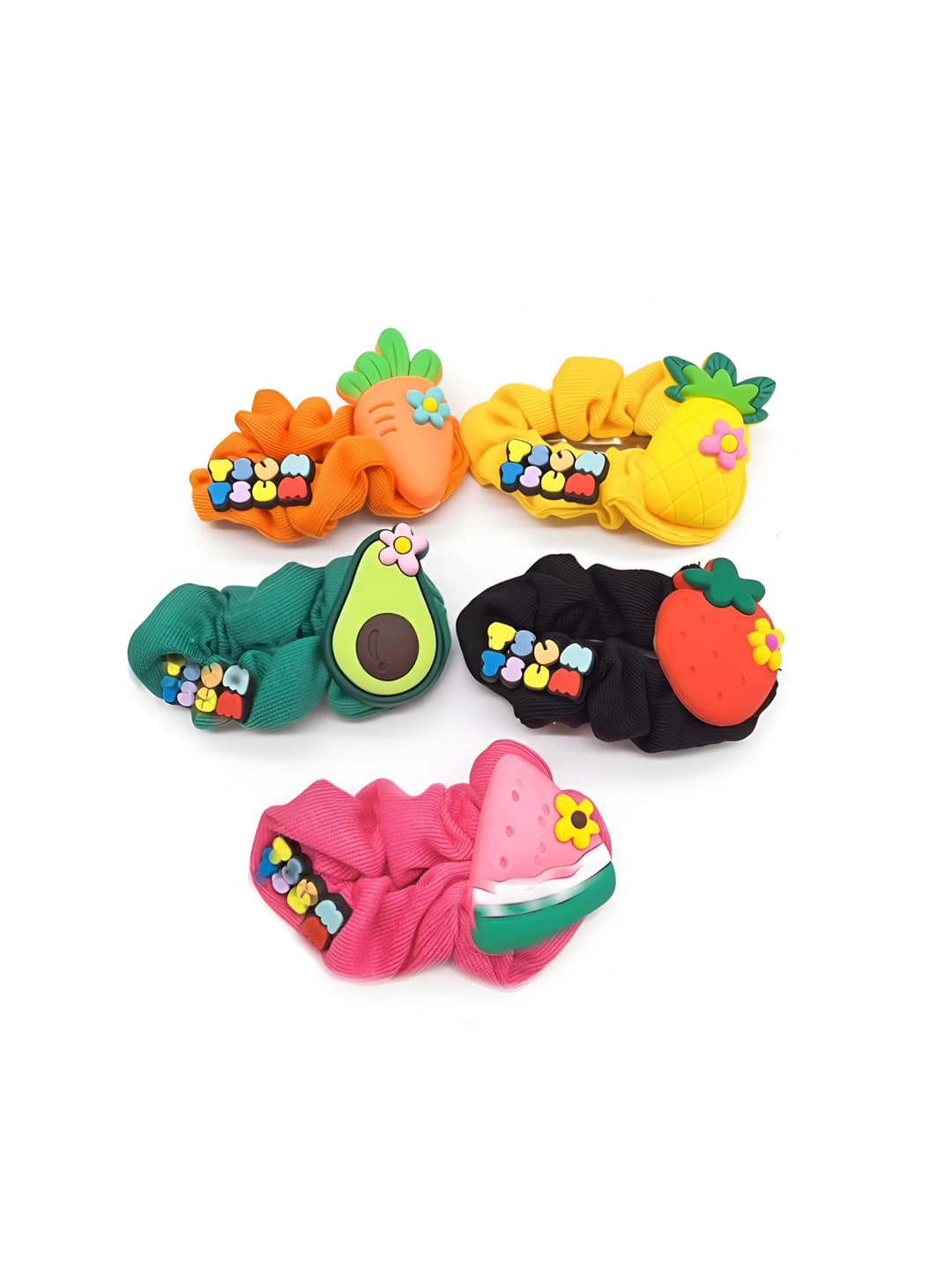 Fruit hair ties for girls: Korean style, handmade, pineapple, strawberry and avocado design elements