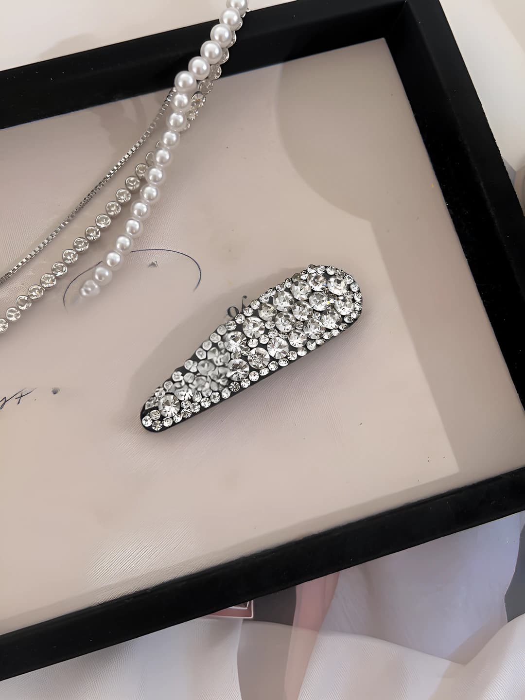 Silver rhinestone hair clip