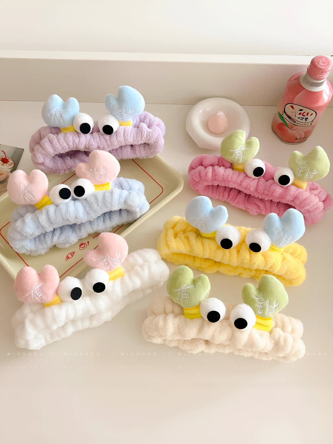 Women's cute plush crab headband, waterproof, non-slip, moisture-wicking sports headband for face washing