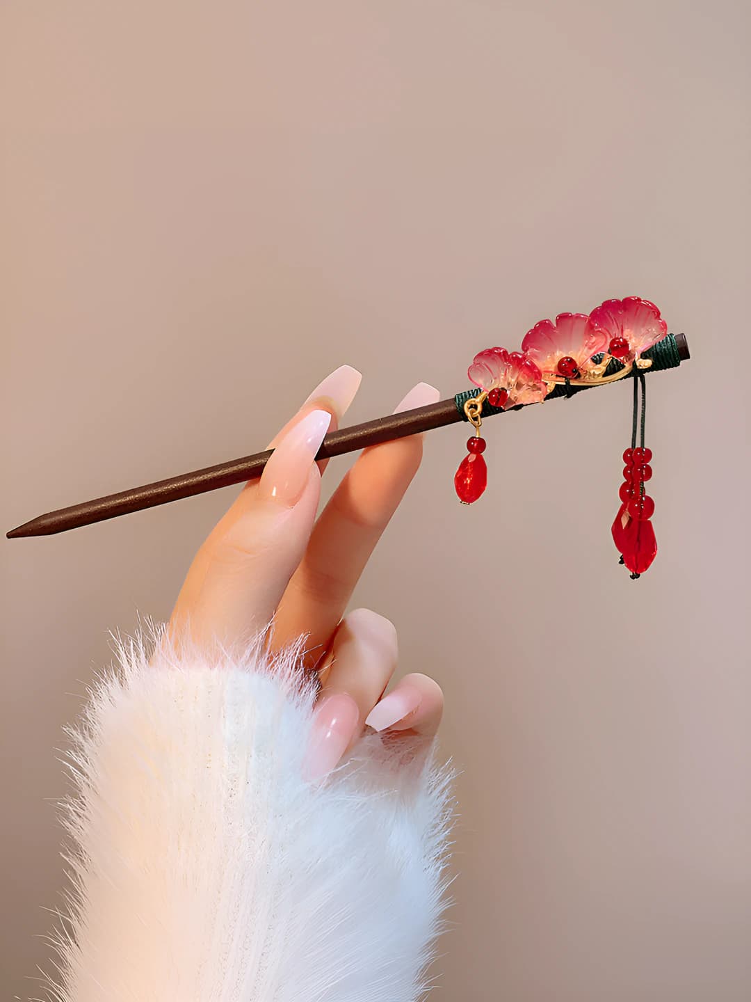 13# Purple ginkgo ruby hairpin