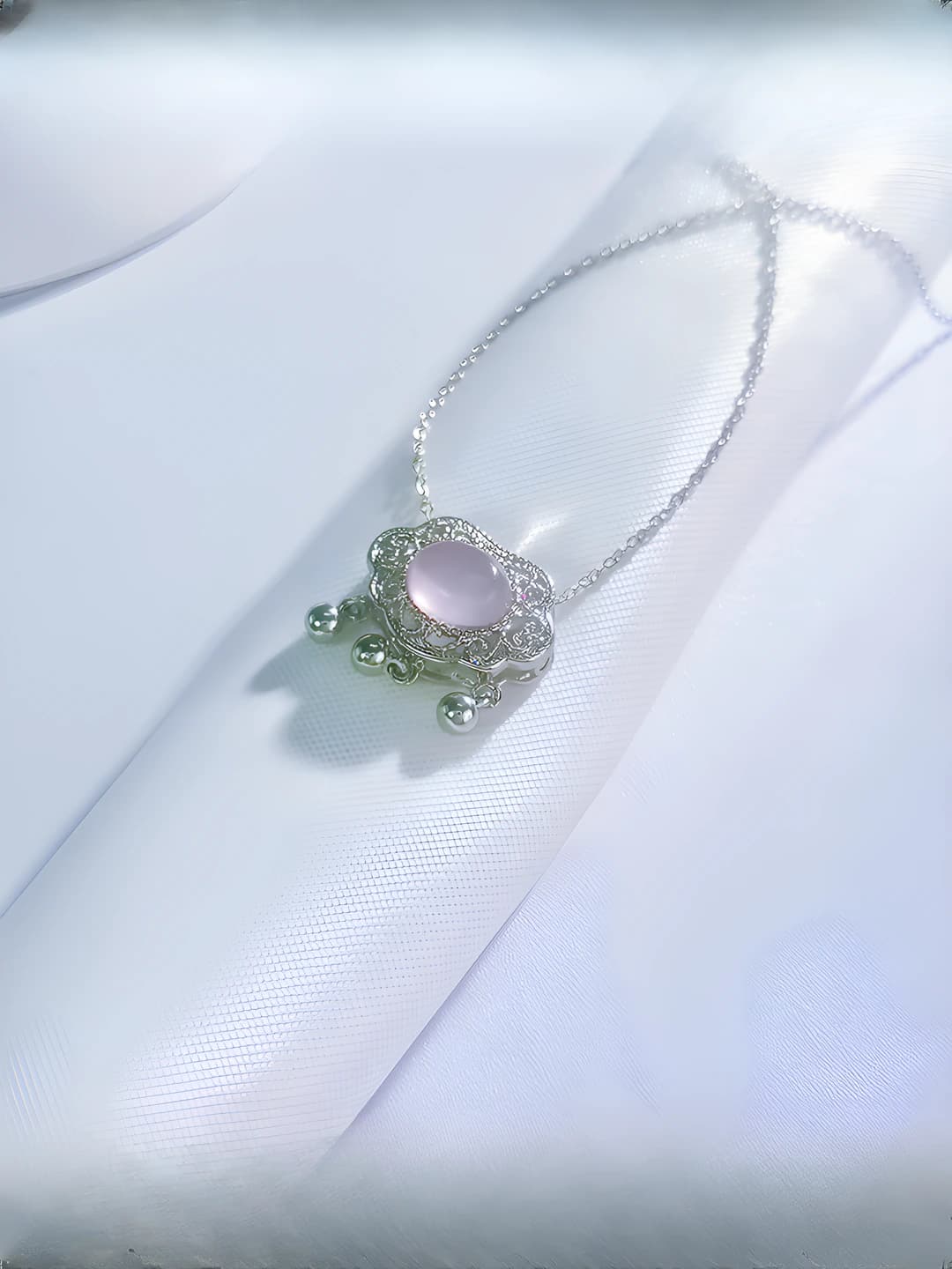 White gold + pink crystal (natural)