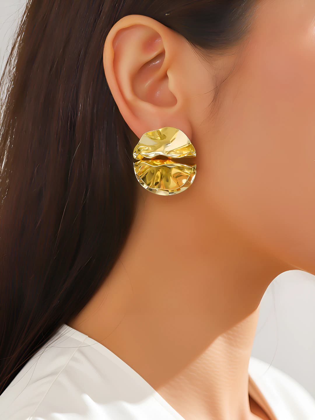 Women's retro style metal flower geometric earrings