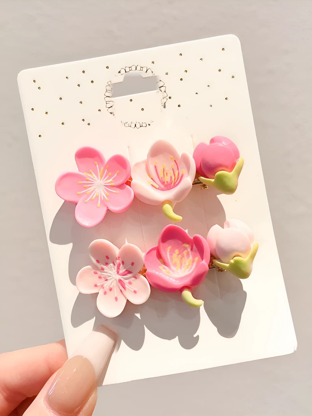 4# Pink 3 flowers 2 pcs