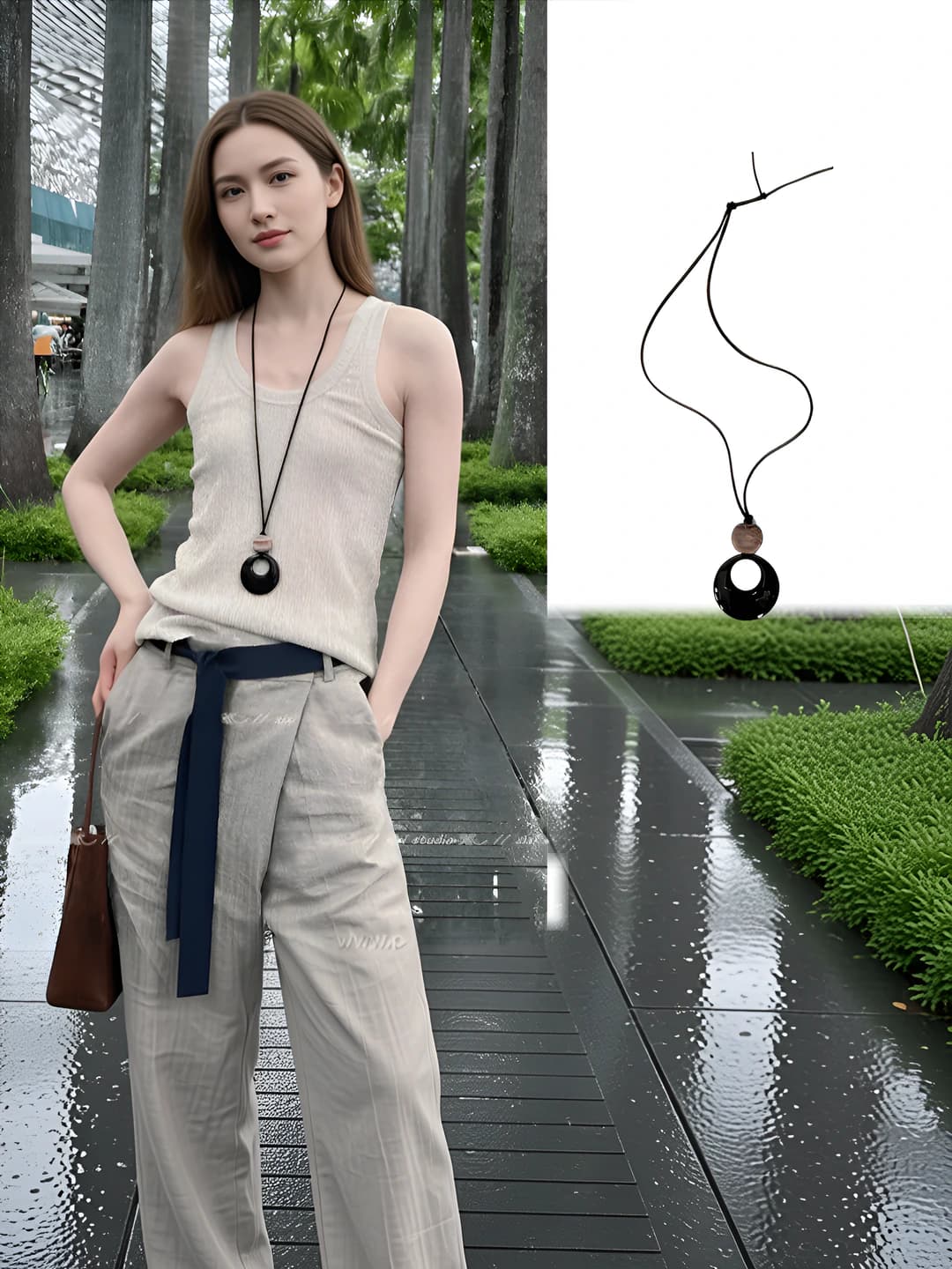 30# necklace - Black - Coffee - Leather cord