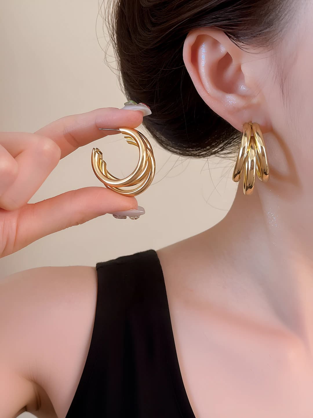 Gold hoops, 925 silver