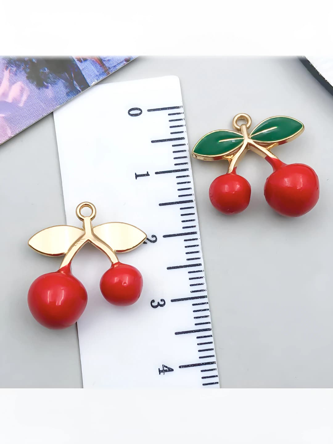 1 pc KC gold red 3D cherry 17x18x9mm-3g