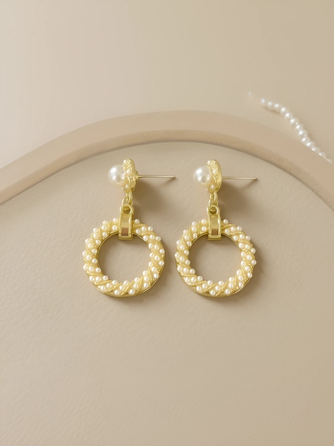 Pearl hoop studs 925 silver post