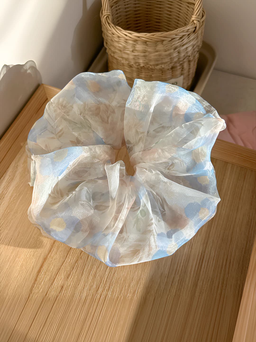 Blue flower hair tie