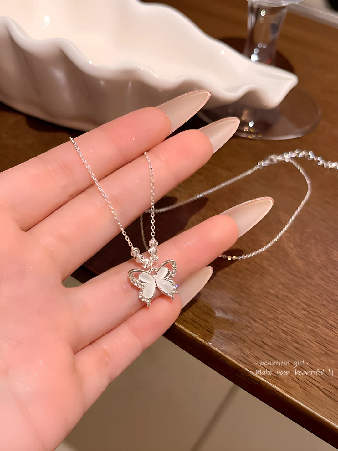 Cat eye butterfly necklace