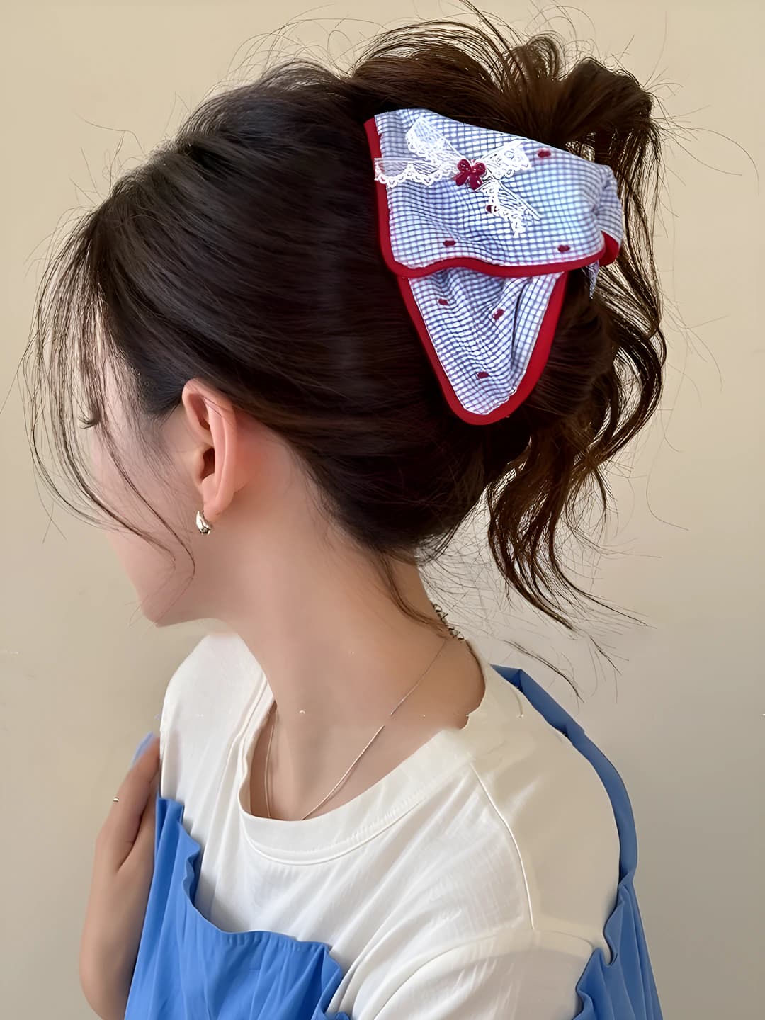 10# Red edge blue plaid 11 cm
