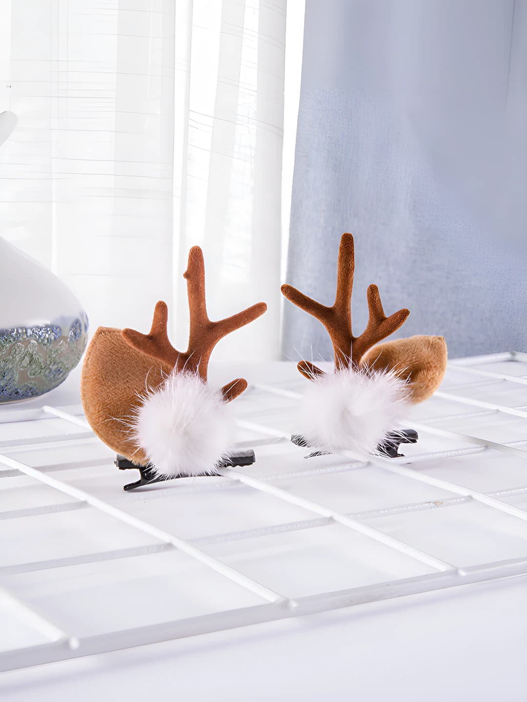16# Coffee deer hair clips