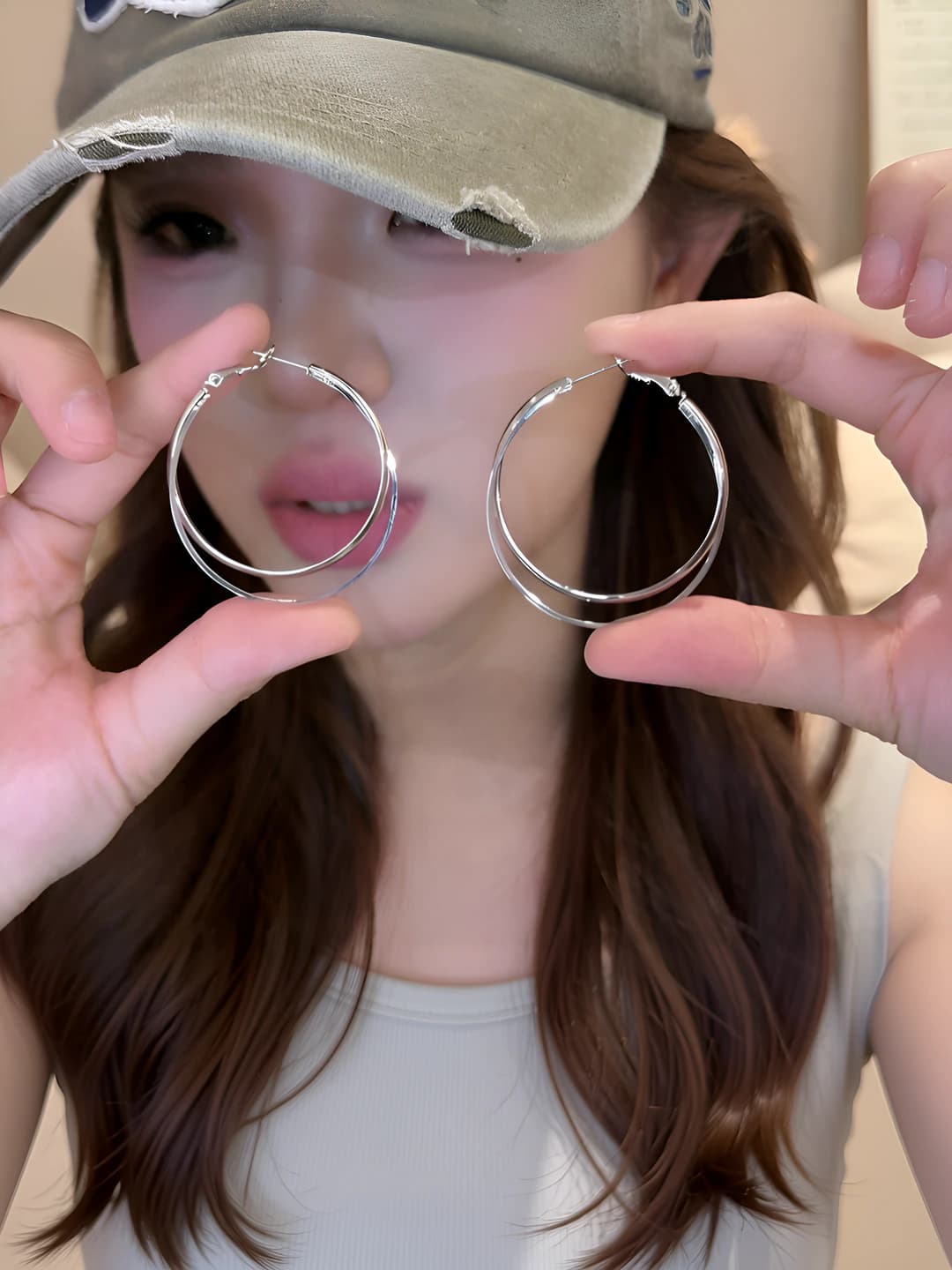 Серебряный двойное кольцо 4cm