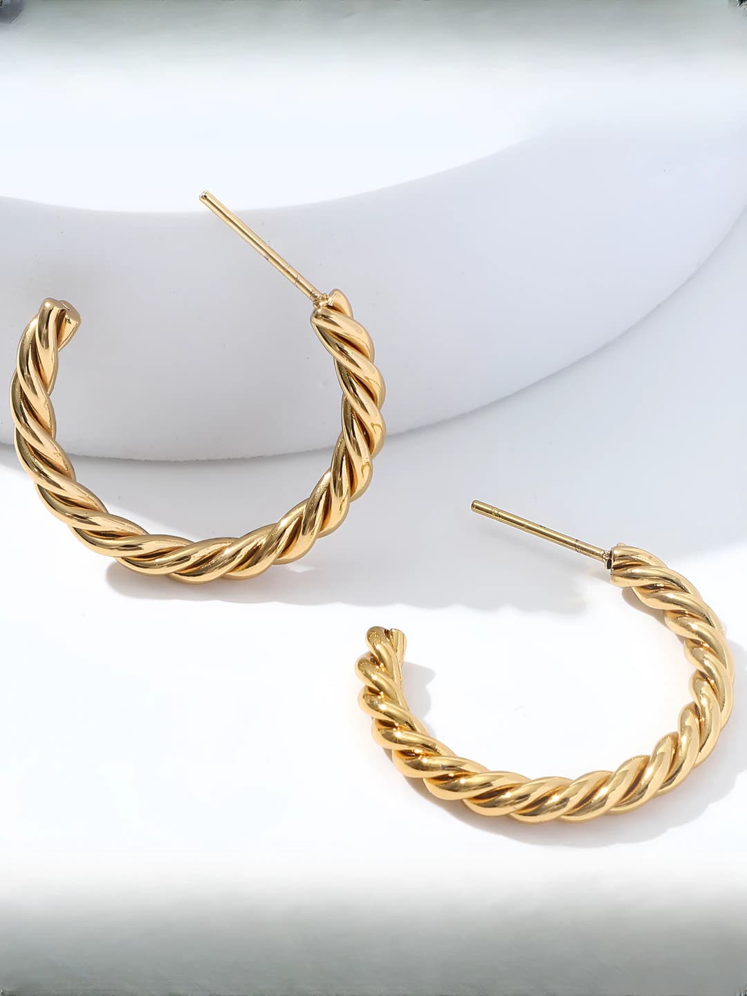 Three-line twisted C-shape 25mm earrings