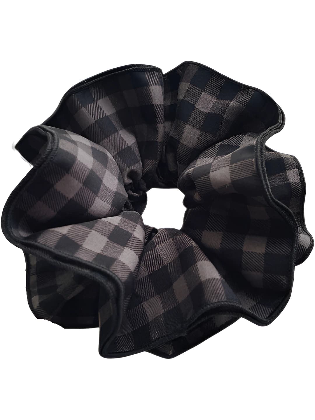 Black double-layer plaid ~16 cm