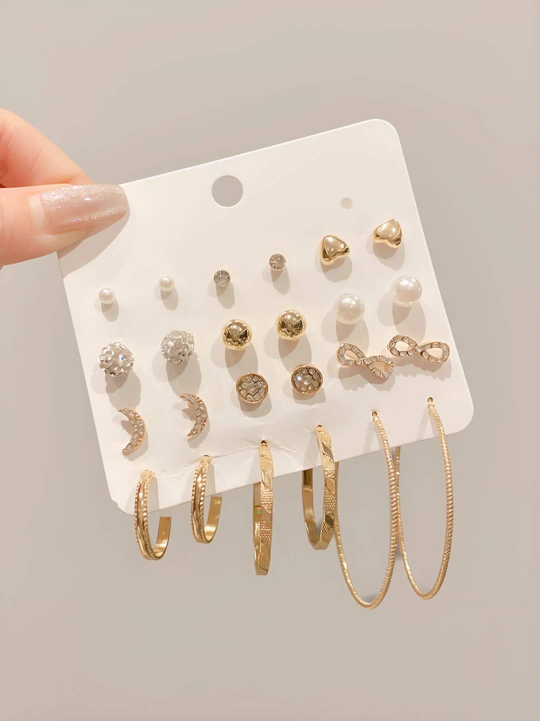 12-piece set, large hoops, gold
