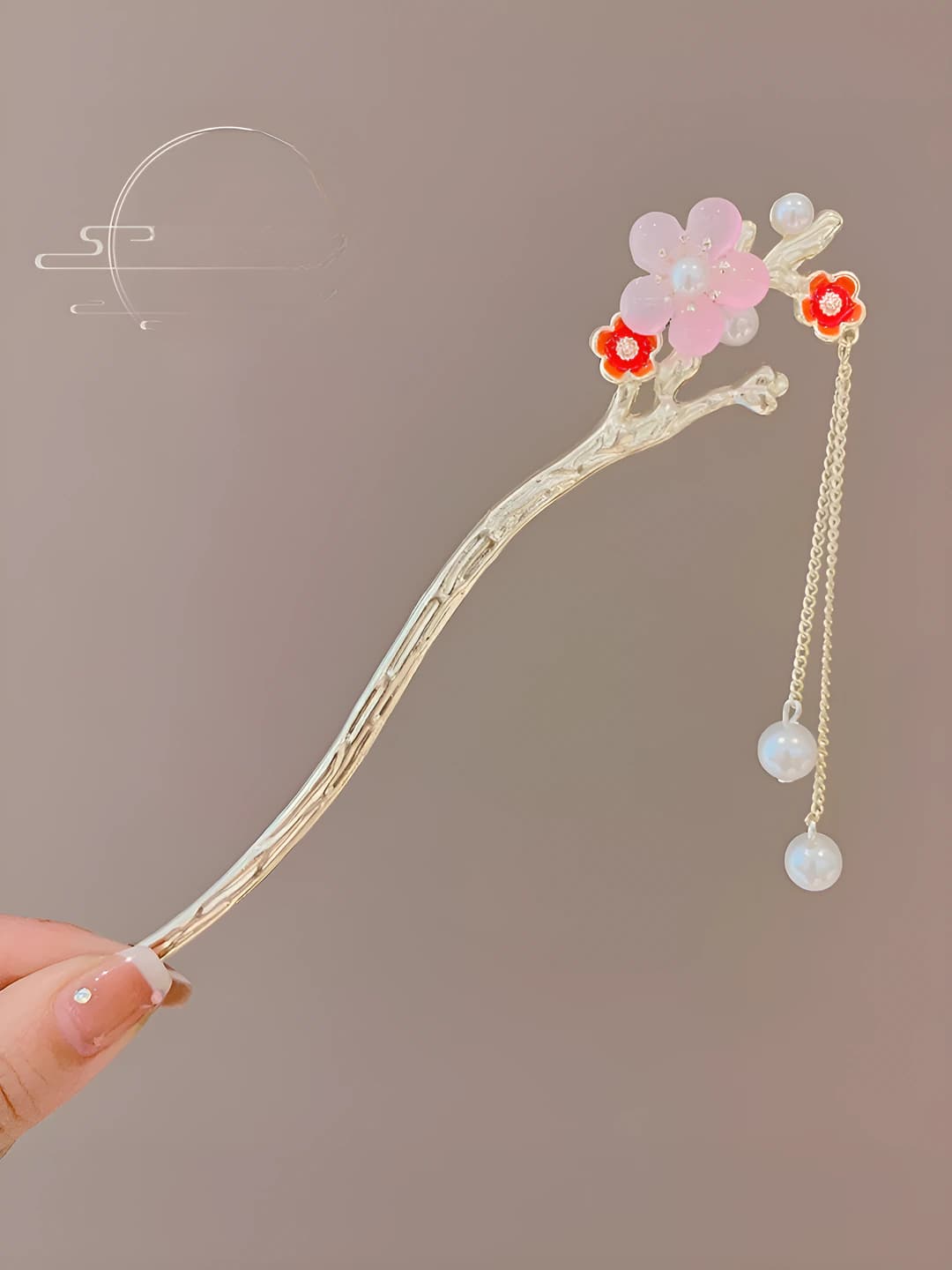 20# Абрикосовый одиночный цветок жемчужная кисть шпилька (в пакете) 17 см