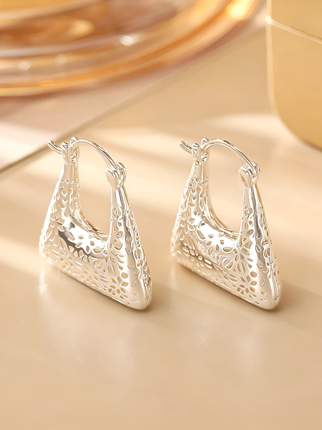 Silver Metal Earrings