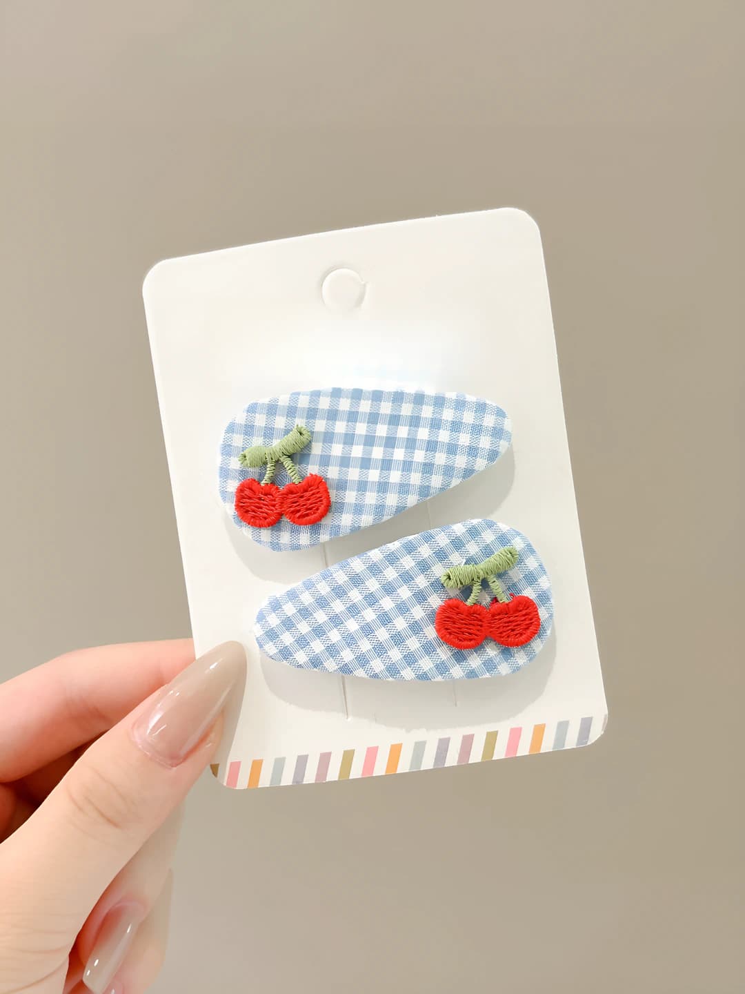 2# Cherry blue plaid / pair ~6cm