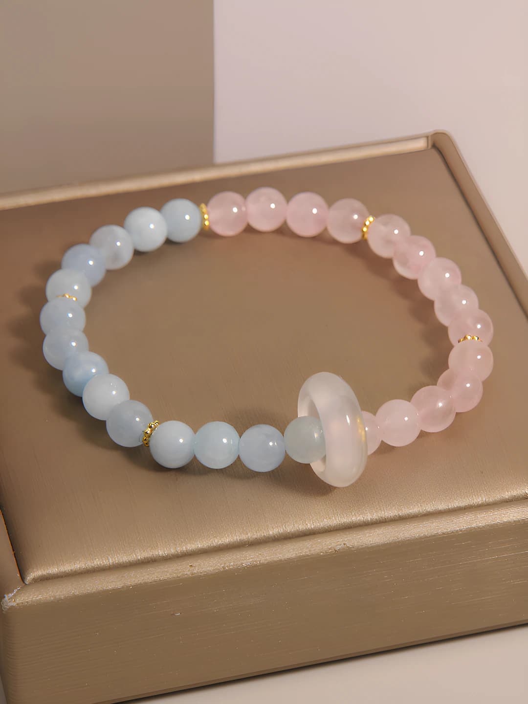 Natural pink crystal and aquamarine