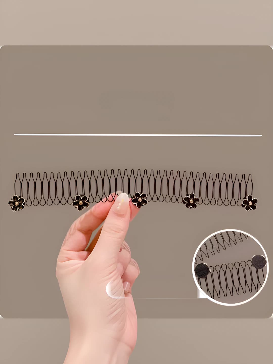 Gold edge black flower comb