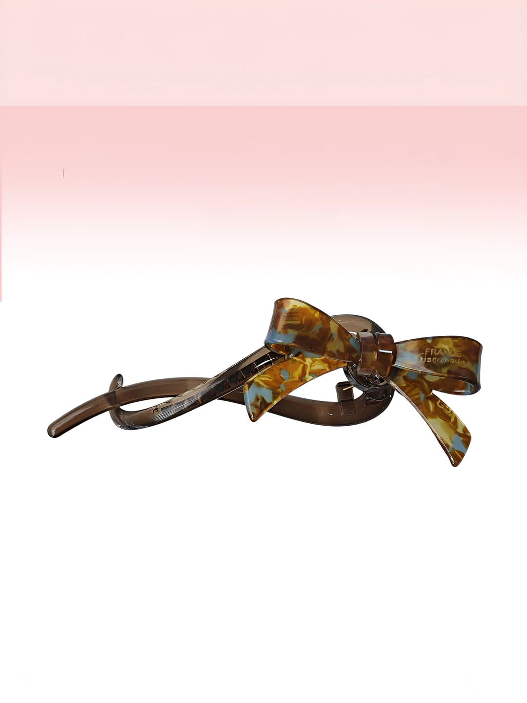 Blue-brown bow clip, 13 cm