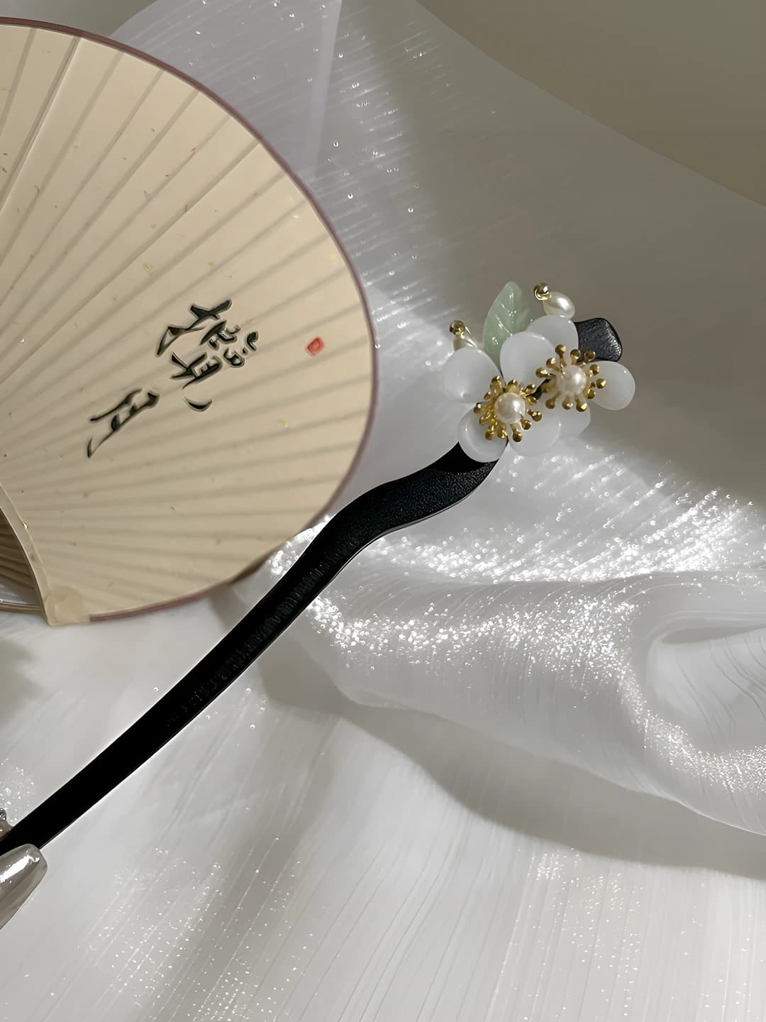 16# White marble, double orchid and dragon hair pin (bagged)