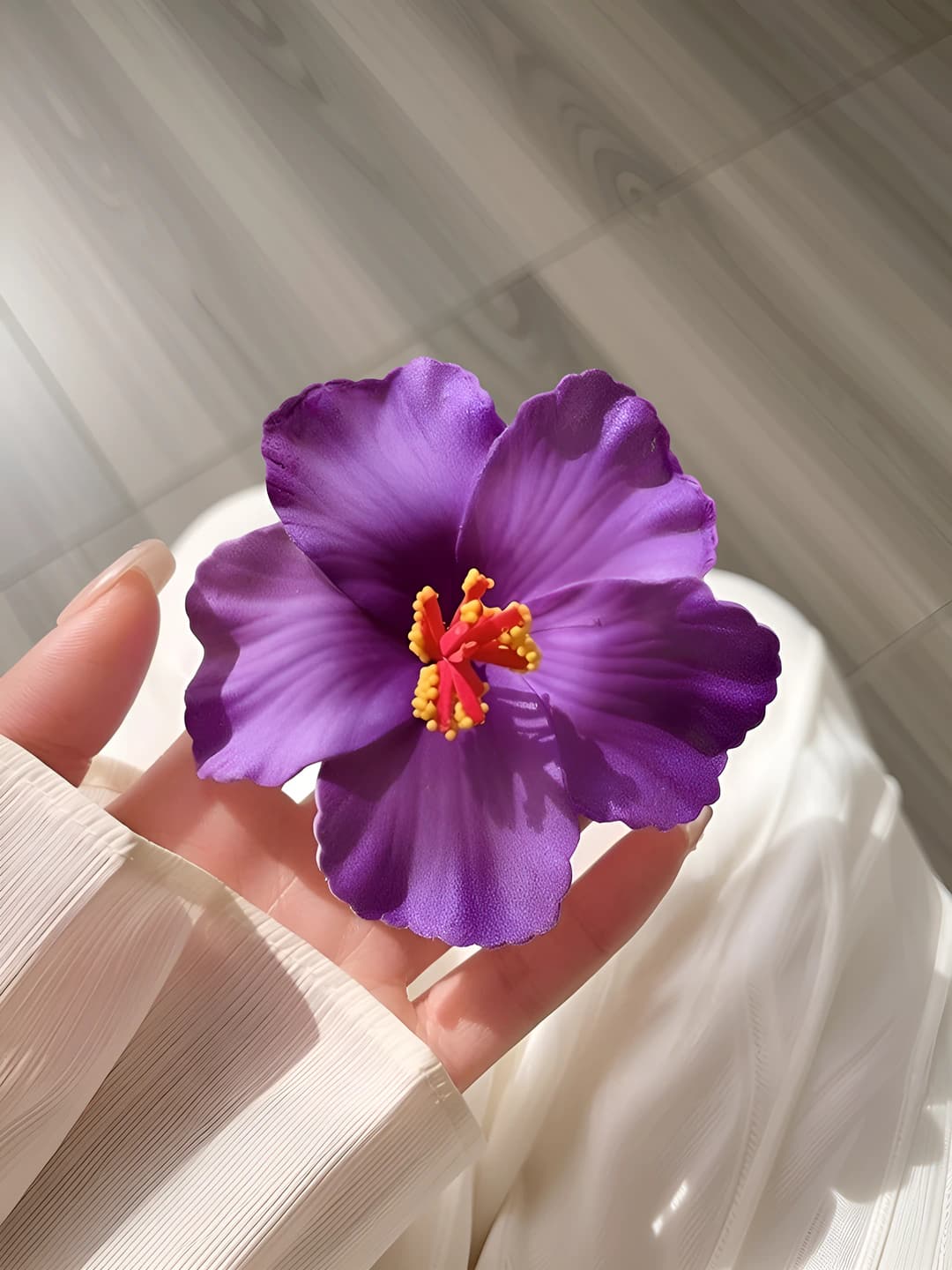2# Purple plumeria hair clip ~9.5 cm