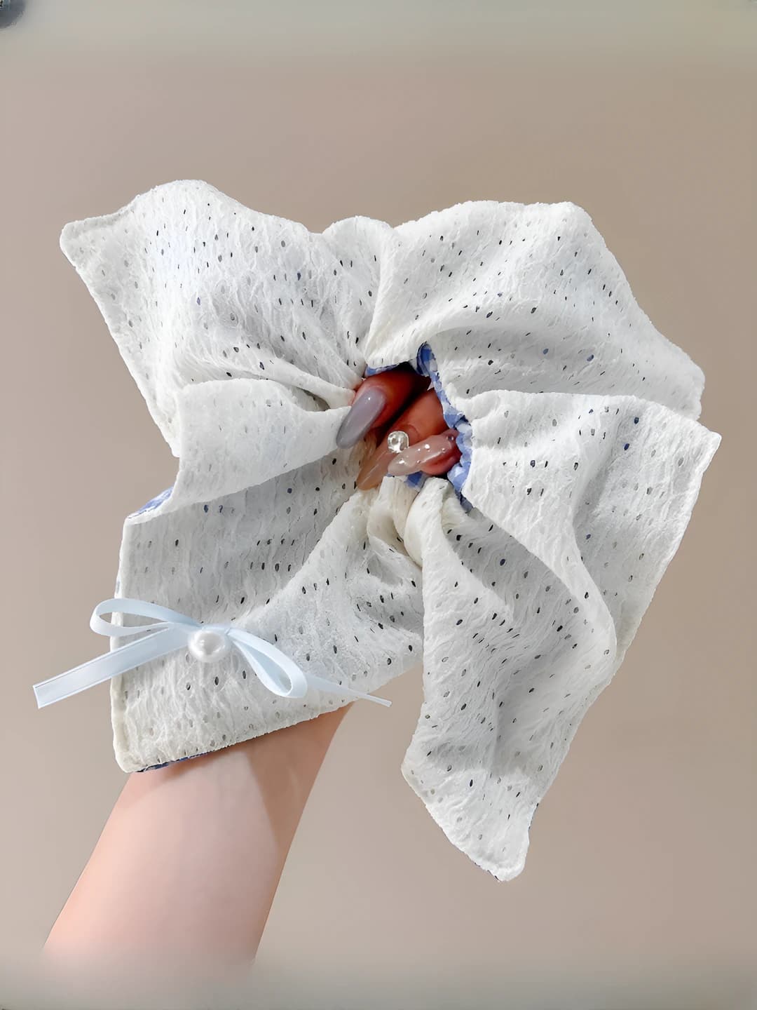 1# Ko'k katak krep ikki tomonli-kvadrat 24 sm