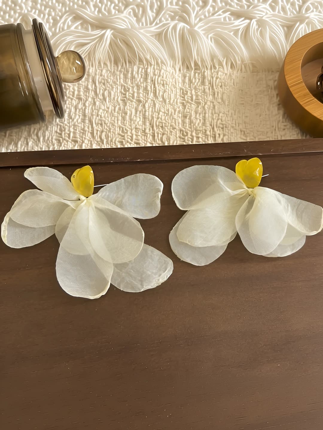 Yellow heart chiffon studs