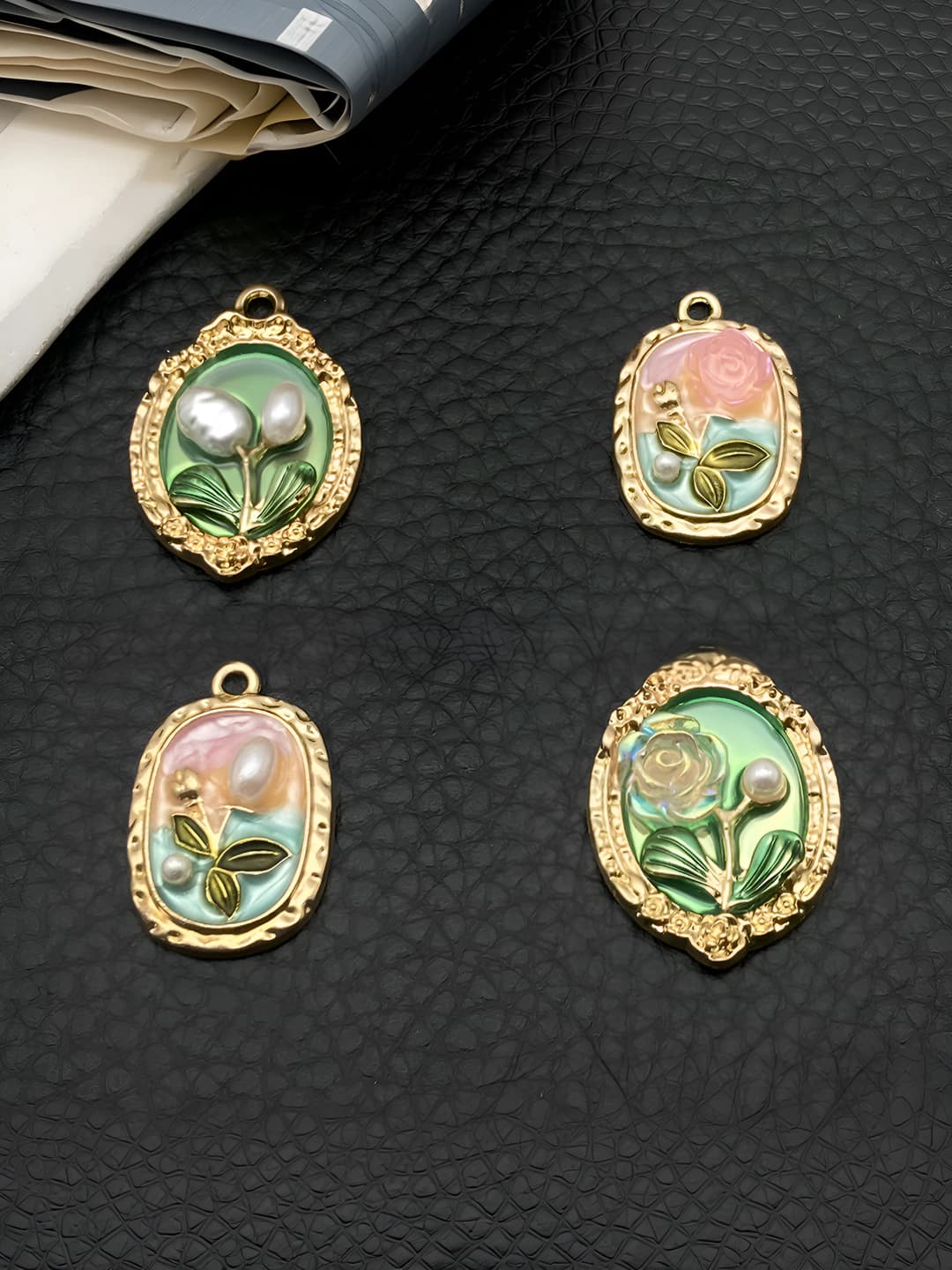 4 pcs mixed, oil drop, baroque pearl, 11 g