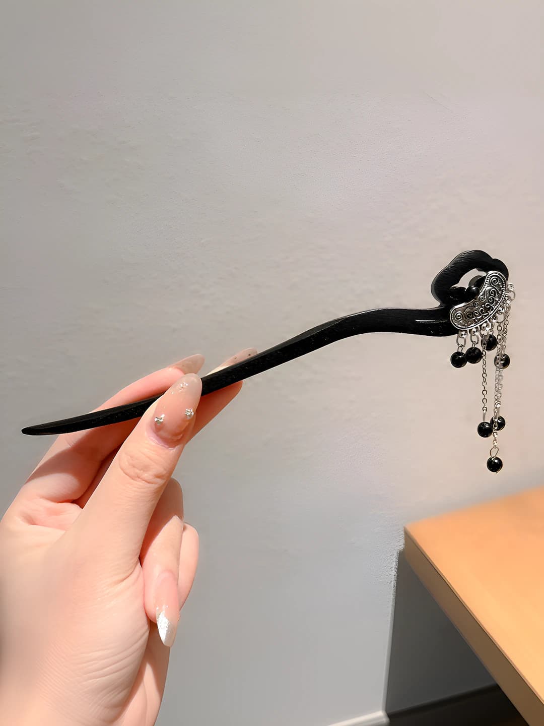 73# Cloud black pearl hairpin