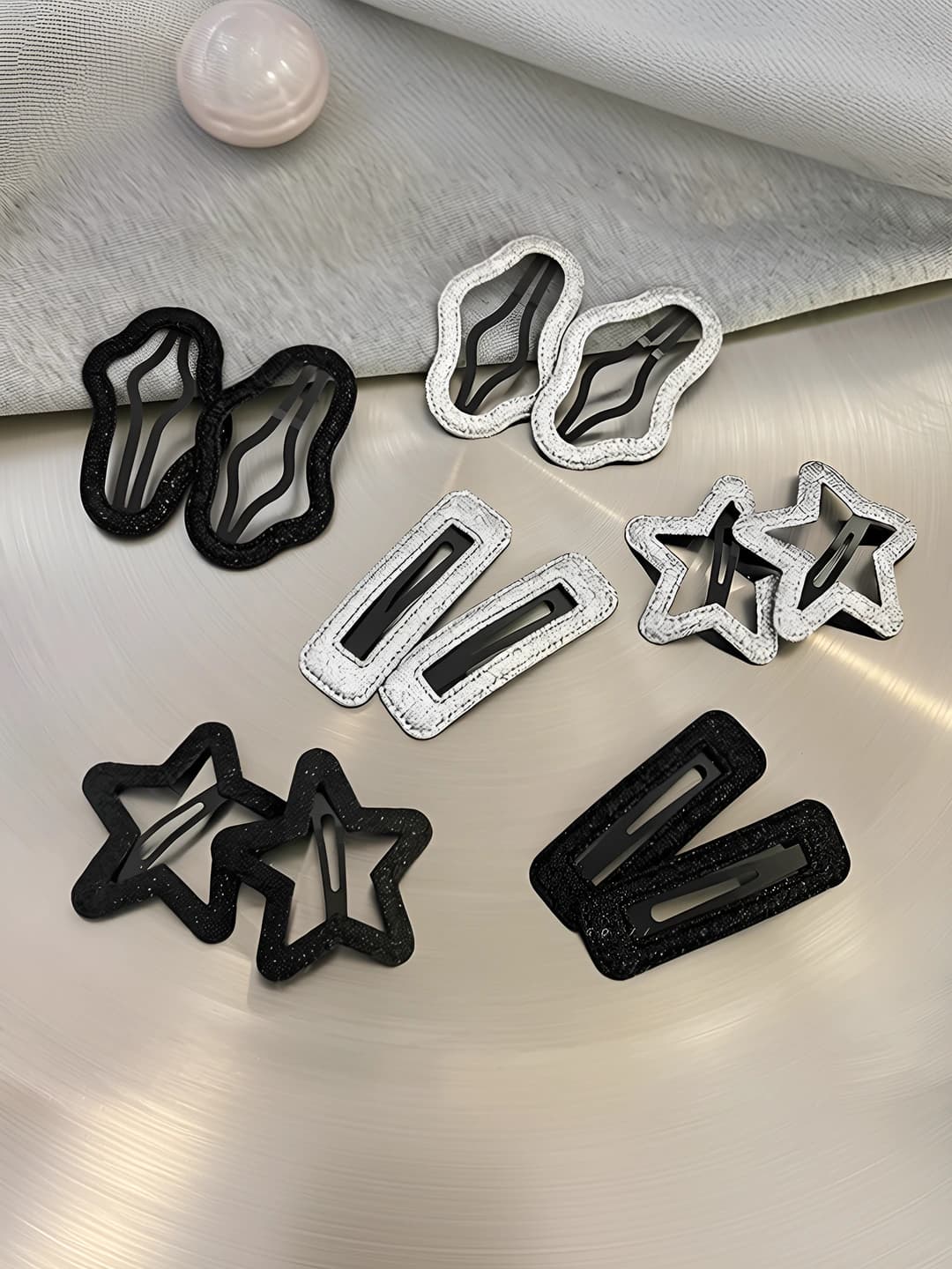 Ayollar uchun koreys uslubidagi yulduzli soch toʻgʻnagʻichlari va taroqlar, plastik/resin, qoʻlda ishlangan, shaffof oq-siyoh rang